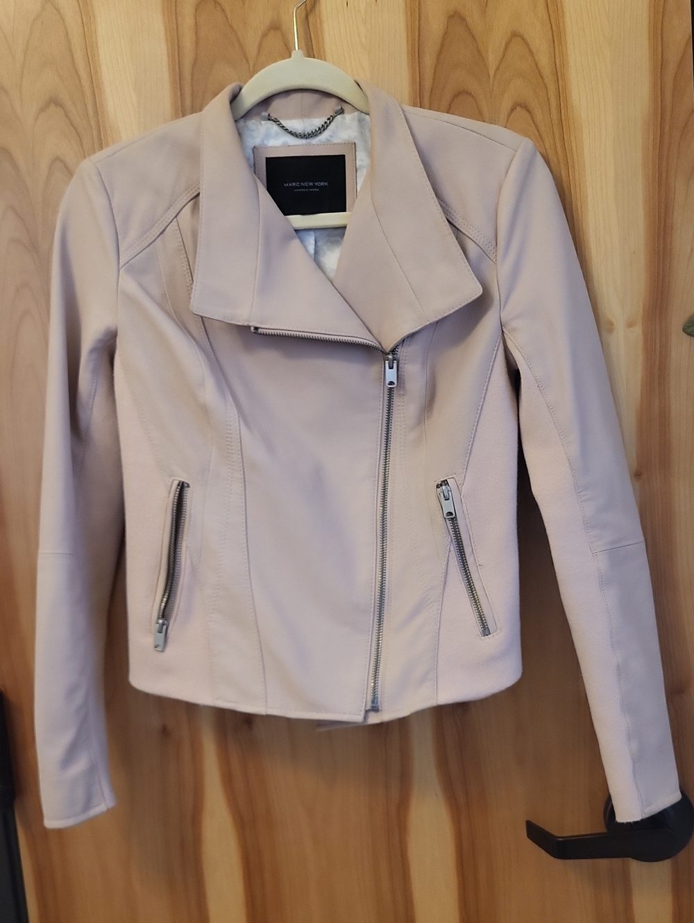Marc New York Pale Pink Leather Moto Jacket